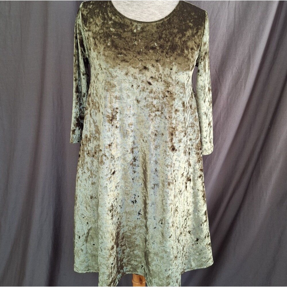 Small Rolla Coster Swing Dress Tunic Flowy  Crushed Velvet Dark Forest Fairy